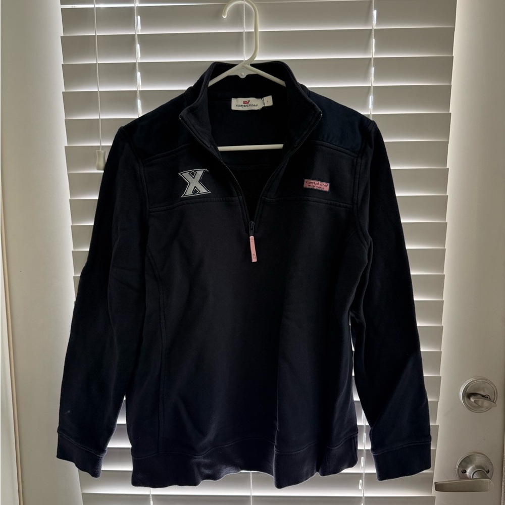 Vineyard Vines Black and Pink Zip-Up Sweater